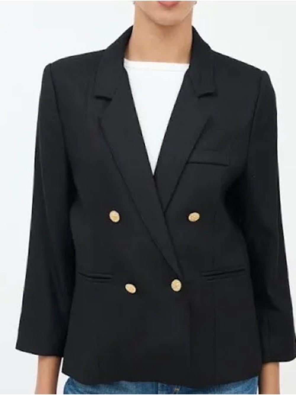 Smythe Black Double-Breasted Blazer with Gold Buttons